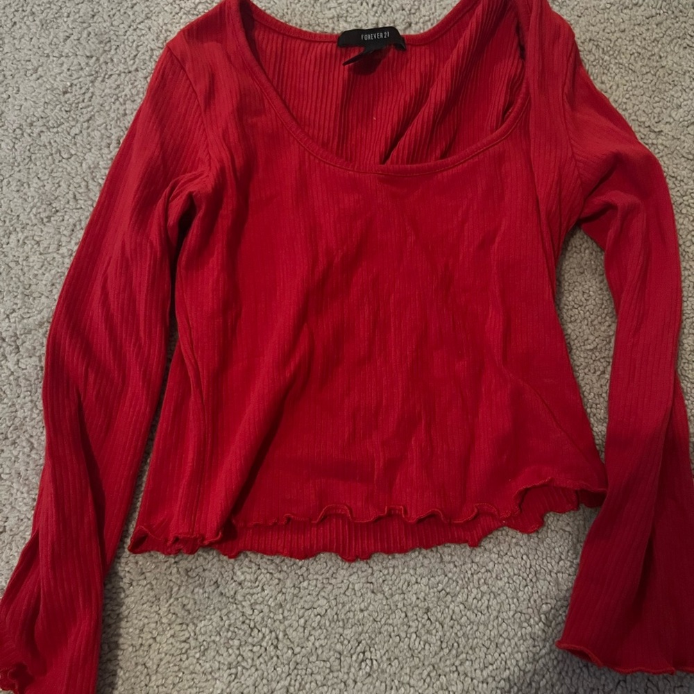 cropped red long sleeve